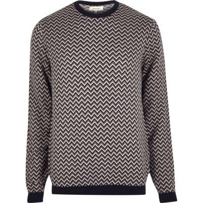 River Island Mens Zig Zag Sweater