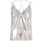 River Island Womens Silver Lam Cami Top