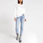 River Island Womens White Diamante Fringe Western Sweatshirt