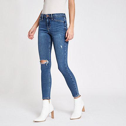 River Island Womens Molly Ri Ripped Skinny Jeggings