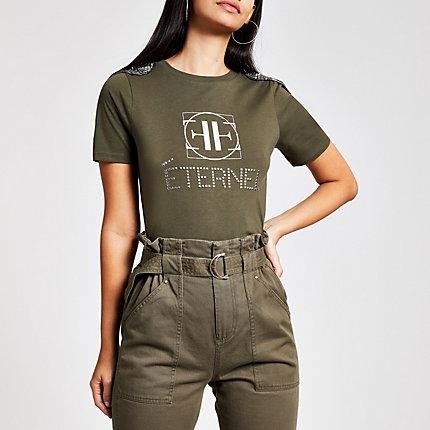River Island Womens Shoulder Embellished T-shirt