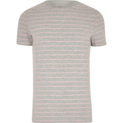 River Island Mens Marl Stripe Print Muscle Fit T-shirt