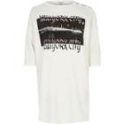 River Island Womens White Nyc Print Longline T-shirt