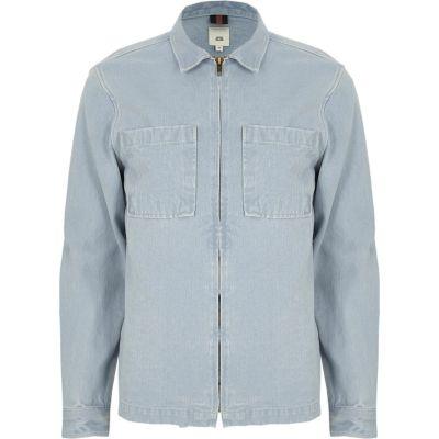 River Island Mens Denim Zip Up Shacket