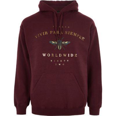River Island Mens Wasp 'worldwide' Foil Print Hoodie