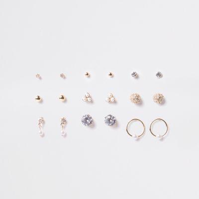 River Island Womens Gold Tone Faux Pearl Earring Multipack