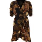River Island Womens Paisley Print Frill Wrap Dress
