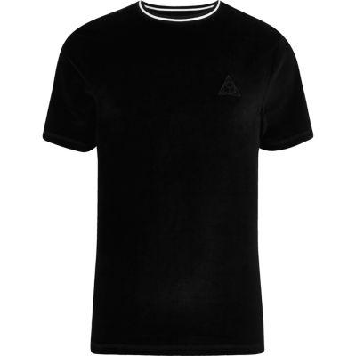 River Island Mens Velour Tipped Slim Fit T-shirt