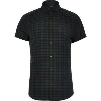 River Island Mensgreen Casual Check Slim Fit Shirt