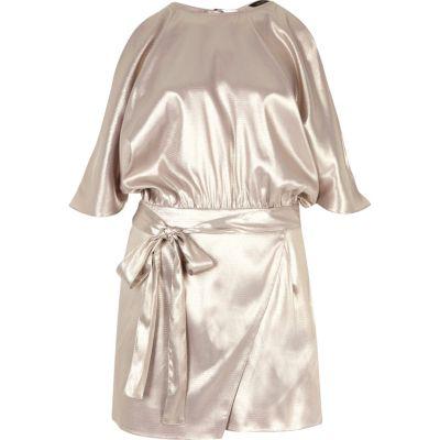 River Island Womens Silver Foil Cold Shoulder Batwing Romper