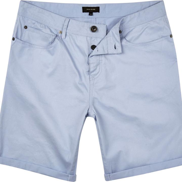 River Island Mensblue Cotton Five Pocket Shorts