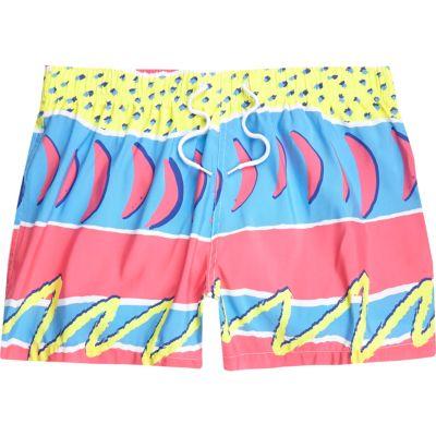 River Island Menspink Retro Abstract Print Swim Shorts