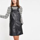 River Island Womens Faux Leather Pinafore Dungaree Dress