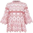 River Island Womens Embroidered Cutaway Hem Smock Top