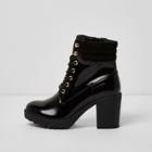 River Island Womens Patent Lace Up Chunky Heeled Boots