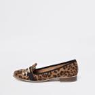 River Island Womens Leopard Print Lock And Key Loafers