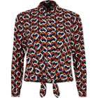 River Island Womens Heart Print Tie Front Shirt