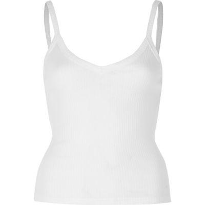 River Island Womens White Ribbed Cami Top