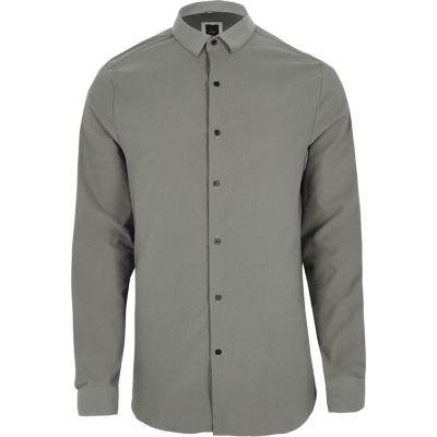 River Island Mens Textured Long Sleeve Skinny Fit Shirt