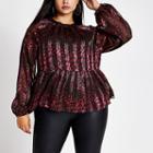 River Island Womens Plus Printed Long Sleeve Blouse