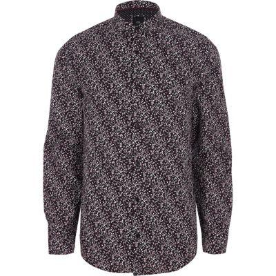 River Island Mens Ditsy Long Sleeve Slim Fit Shirt