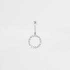 River Island Womens Silver Rhinestone Pave Circle Belly Bar