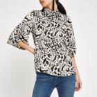 River Island Womens Leopard Print Twist Sleeve Top