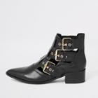 River Island Womens Leather Cut Out Buckle Ankle Boots