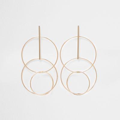 River Island Womens Gold Tone Interlink Circle Drop Earrings