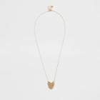 River Island Womens Gold Colour Battered Heart Necklace