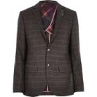 River Island Mens Check Wool-blend Slim Blazer