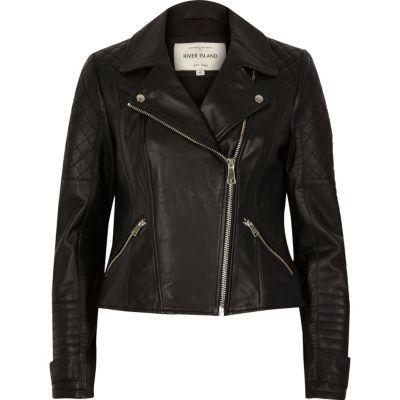 River Island Womens Leather Quilted Biker Jacket