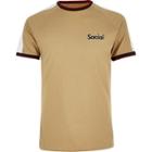 River Island Menscamel Logo Raglan T-shirt