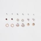 River Island Womens Gold Tone Opal Diamante Stud Earrings Pack