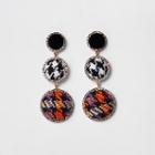 River Island Womens Check Rhinestone Boucle Drop Earrings