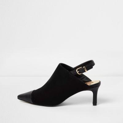 River Island Womens Pointed Toe Kitten Heel Buckle Mules