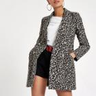 River Island Womens Leopard Print Double-breasted Jacket