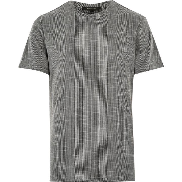 River Island Mensgrey Texture Wide Neck T-shirt