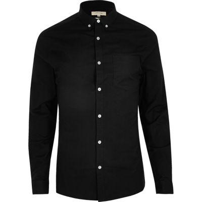 River Island Mensblack Casual Skinny Fit Oxford Shirt