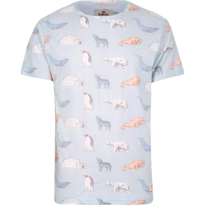 River Island Mensecru Bellfield Arctic Animal Print T-shirt