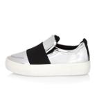 River Island Womens Silver Elastic Panel Flatform Sneakers