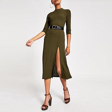 River Island Womens Long Sleeve A Line Midi Dress