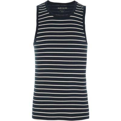River Island Mens Stripe Muscle Fit Vest