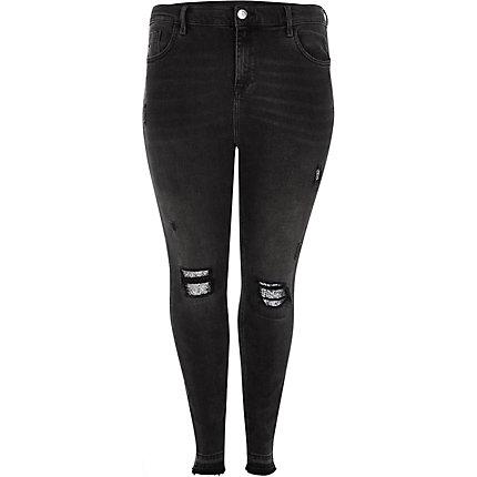 River Island Womens Plus Molly Ripped Glitter Panel Jegging