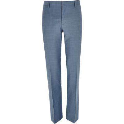 River Island Mens Cross-hatch Wool-blend Slim Suit Trouser