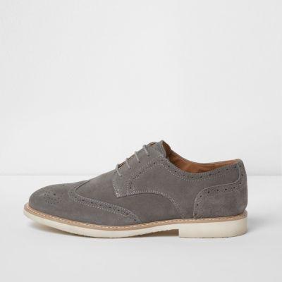 River Island Mens Suede Contrast Sole Brogues