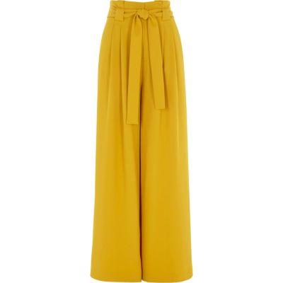 River Island Womens Paper Bag Waist Wide Leg Trousers