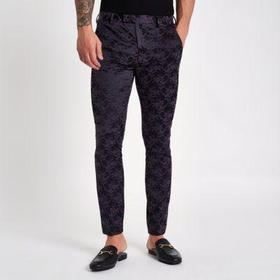 River Island Mens Floral Skinny Fit Suit Pants