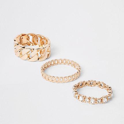 River Island Womens Gold Tone Gem Bracelet Multipack