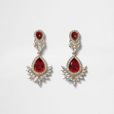 River Island Womens Gold Tone Gem Drop Earrings